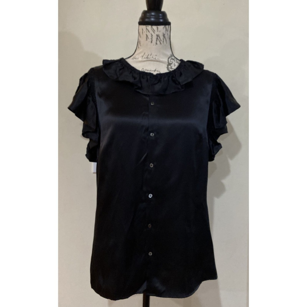 Ralph Lauren Rugby Silk Womens Ruffle Blouse Sz 12